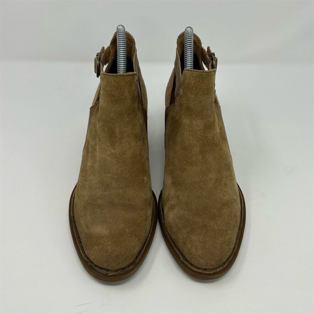 Born Carin Ankle Booties Womens Size 7M Taupe Brown Tan Buckle Block Heel - Picture 4 of 12
